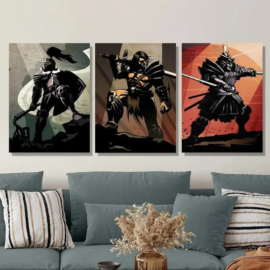 3pcs Samurai & Knight Barbarossa,  Metal Print Ready to Hang Art