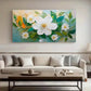 Green Leaves White Flowers wall canvas office home room framed 120x60cm