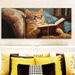 3pcs  A cat reading on the couch  Wall Art Set Canvas Framed 40x60cm - High Quality Print 100% Australian Made Wall Canvas Ready to Hang