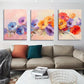 3pcs Vibrant Colorful Flower Oil Painting Style Metal Print Ready to Hang Art