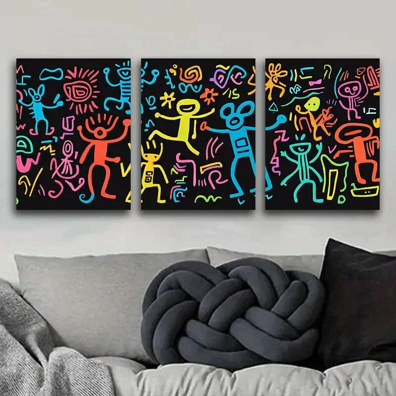 3pcs  Surreal character graffiti Metal Print Ready to Hang Art