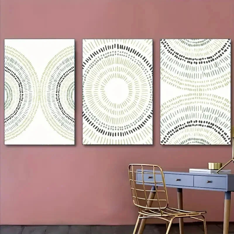 3pcs Abstract Art Geometric Poster Dormitory Metal Print Ready to Hang Art