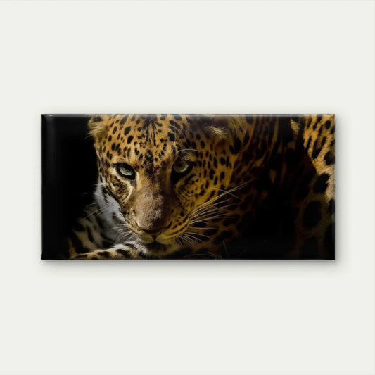 Leopard Face Jungle Animal Wall Art Canvas Office Home Room Framed 80x45cm