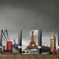 3pcs Iconic Eiffel Tower Big Ben Red Telephone Metal Print Ready to Hang Art