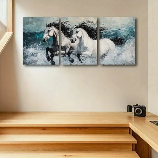 3pcs Majestic Galloping Horses Metal Print Ready to Hang Art