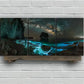 3pcs Sea Blue Water Black Stones Metal Print Ready to Hang Art