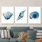 3pcs Seashell, Conch, Snail Shell, Marine Life Metal Print Ready to Hang Art