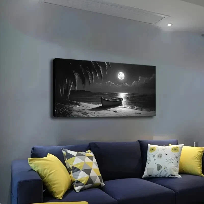 Sea Of Palm Trees On The Beach Wall Art Canvas Office Home Room Framed 120x60cm