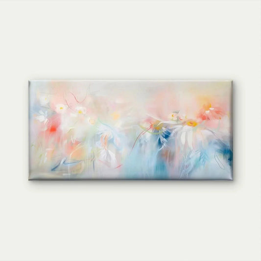 Daisy Floral Abstract Wall Art Canvas Office Home Room Framed 80x45cm