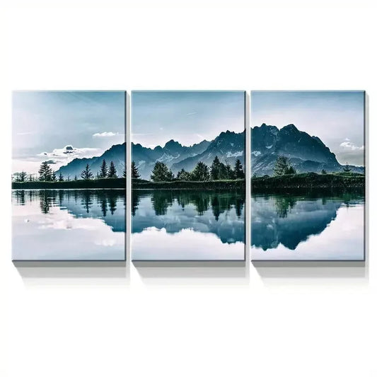 3pcs Turquoise Lake and Mountain Landscape Wall Art Set Canvas Framed 40x60cm - High Quality Print 100% Australian Made Wall Canvas Ready to Hang