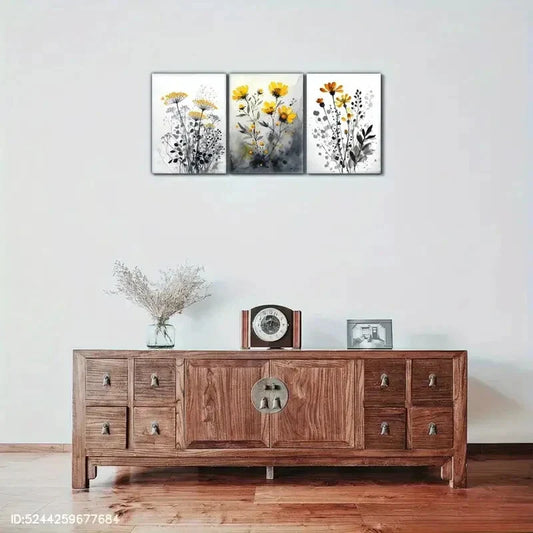 3pcs Flower Art Decorative Poster Watercolor Metal Print Ready to Hang Art