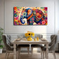 Vibrant Elephant Floral Wall Art Canvas Office Home Room Framed 80x45cm