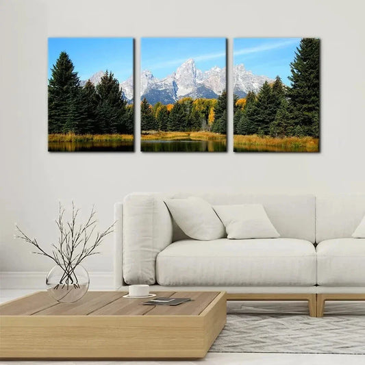 3pcs Grand Teton National Park Natural Metal Print Ready to Hang Art