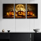 3pcs Spooky Jack-O'-Lanterns & Moonlit Night Metal Print Ready to Hang Art