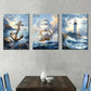 3pcs Abstract Nautical Anchor Sailboat Lighthouse  Metal Print Ready to Hang Art