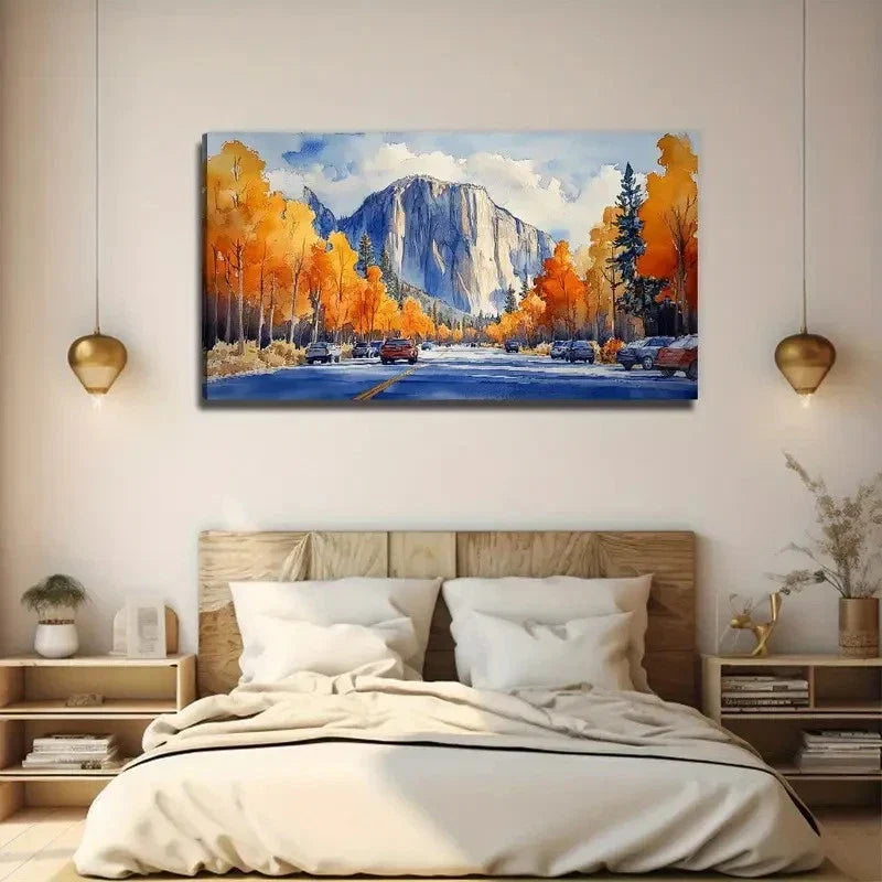 Abstract Roadside Birch Tree Wall Art Canvas Office Home Room Framed 80x45cm