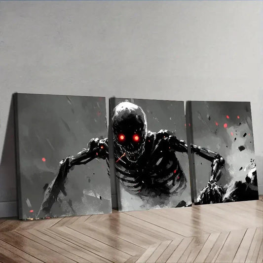 3pcs Hell Monster Darkness Danger Fear Wall Perfect Wall Art Set Canvas Framed 40x60cm - High Quality Print 100% Australian Made Wall Canvas Ready to Hang