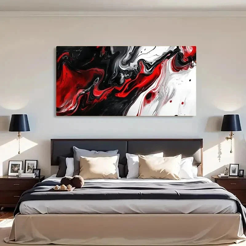High Contrast Dynamic Flow Deco Wall Art Canvas Office Home Room Framed 120x60cm