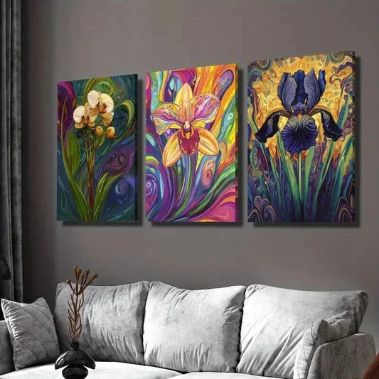 3pcs Colorful Tropical Flowers and Exotic Plants Wall Art Set Canvas Framed 40x60cm - High Quality Print 100% Australian Made Wall Canvas Ready to Hang