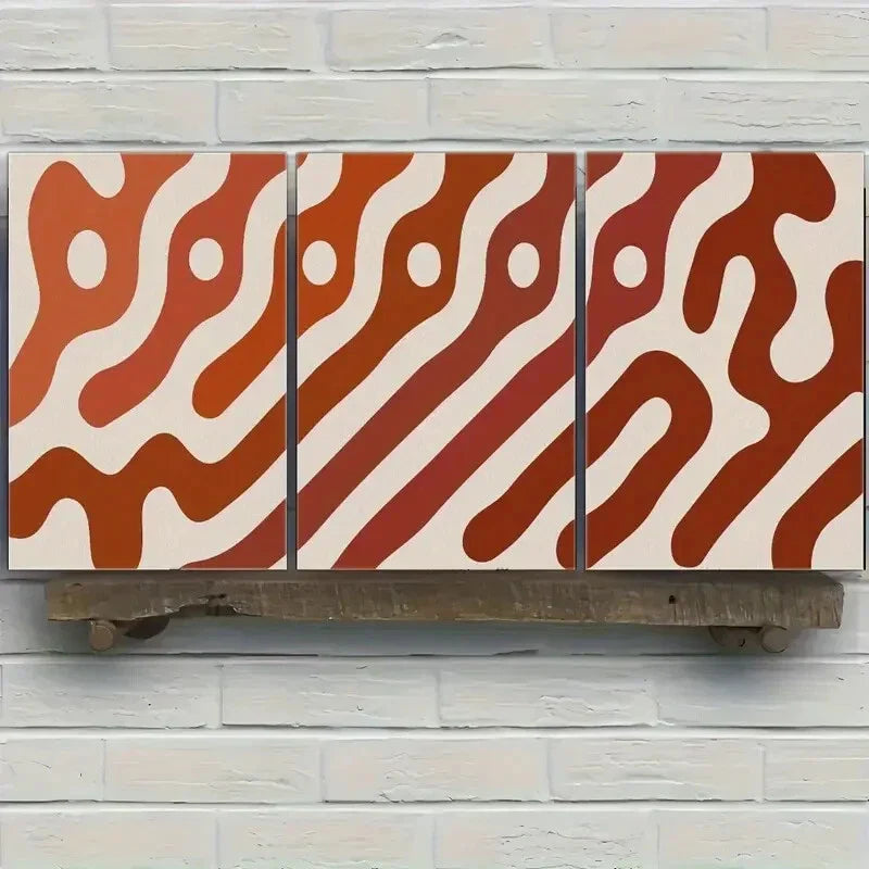 3pcs Abstract Style Print Modern Minimalist Metal Print Ready to Hang Art