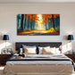 Golden Leaves & Warm Sunlight Wall Art Canvas Office Home Room Framed 120x60cm
