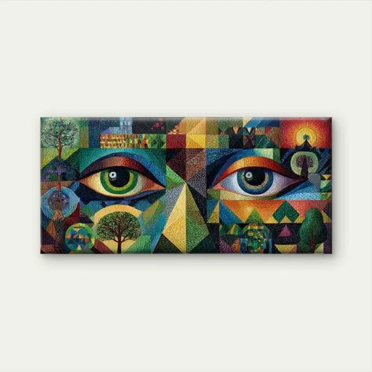 Abstract Geometric Face Wall Art Canvas Office Home Room Framed 80x45cm