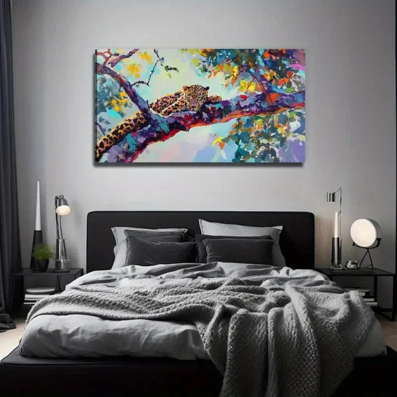 Leopard On A Tree Wall Art Canvas Office Home Room Framed 120x60cm