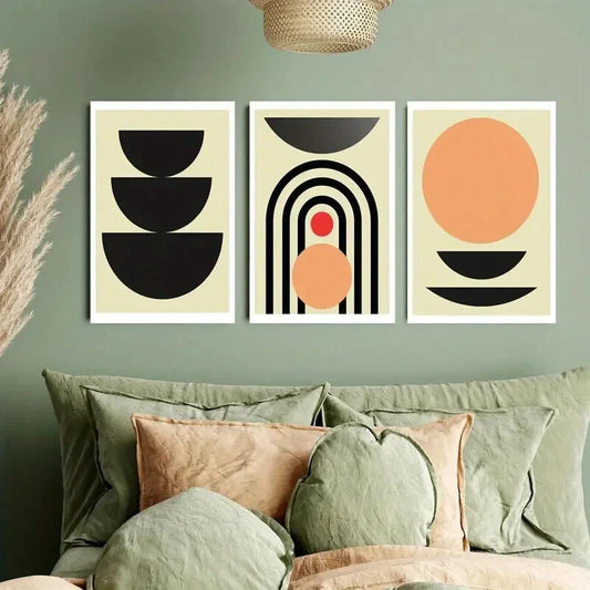 3pcs Modern Bohemian Geometric Abstract Metal Print Ready to Hang Art