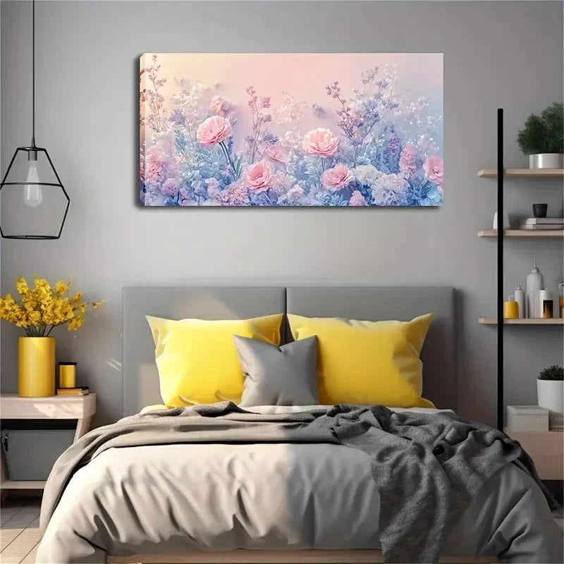 Watercolor Floral Design Wall Art canvas office home room framed 120x60cm