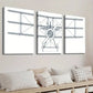 3pcs Simple Airplane Line Wall Art Set Canvas Framed 40x60cm - High Quality Print 100% Australian Made Wall Canvas Ready to Hang