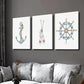3pcs Sailboat Anchor Paddle Rudder Wall Art Set Canvas Framed 40x60cm - High Quality Print 100% Australian Made Wall Canvas Ready to Hang