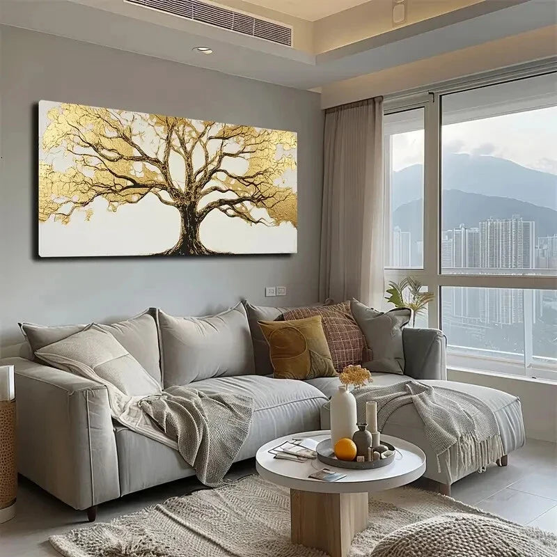 The Leaves Of A Large Tree Wall Art Canvas Office Home Room Framed 120x60cm