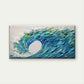 Waves Blue Green Abstract Wall Art Canvas Office Home Room Framed 120x60cm