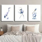 3pcs Snowy Egret Pelican Heron Blue Grey Animal Metal Print Ready to Hang Art