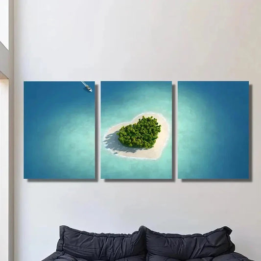 3pcs ABird's eye view of the heart of the natural Metal Print Ready to Hang Art
