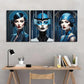 3pcs Beauty Portrait, Art Deco Portrait Metal Print Ready to Hang Art