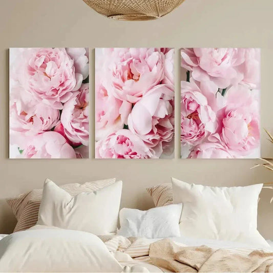 3pcs Peony Flower Painting Peonies Metal Print Ready to Hang Art