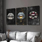 3pcs Money Golden Colorful Bouquet Lips Wall Art Set Canvas Framed 40x60cm - High Quality Print 100% Australian Made Wall Canvas Ready to Hang