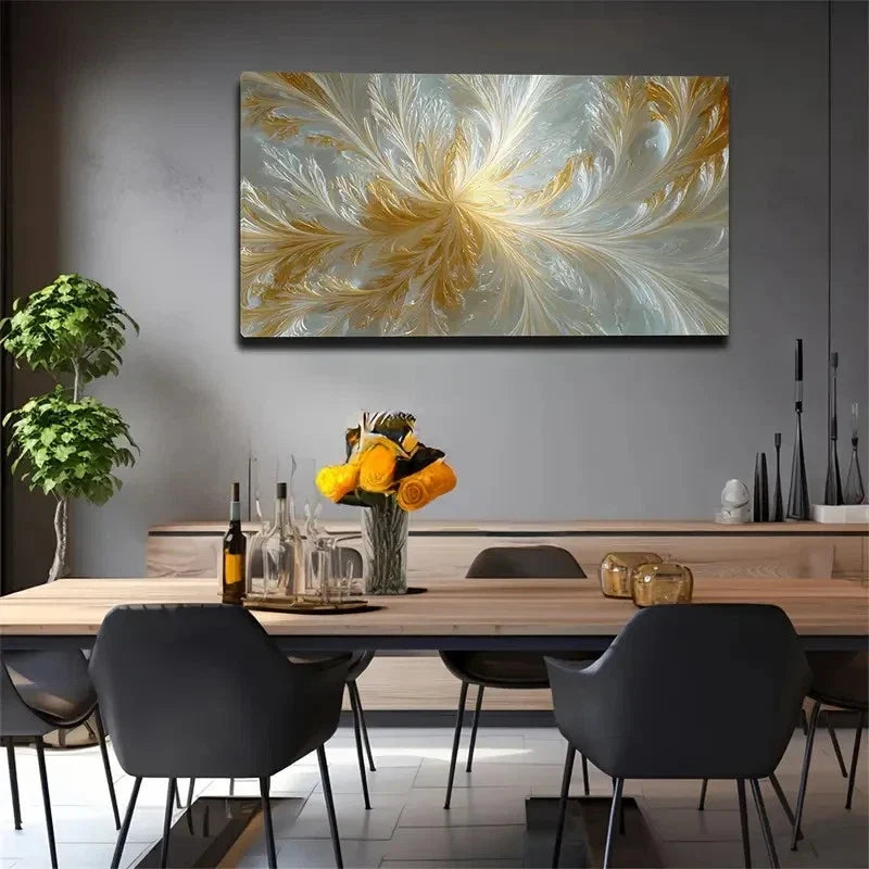 Radiating Golden-White Texture Wall Art Canvas Office Home Room Framed 120x60cm