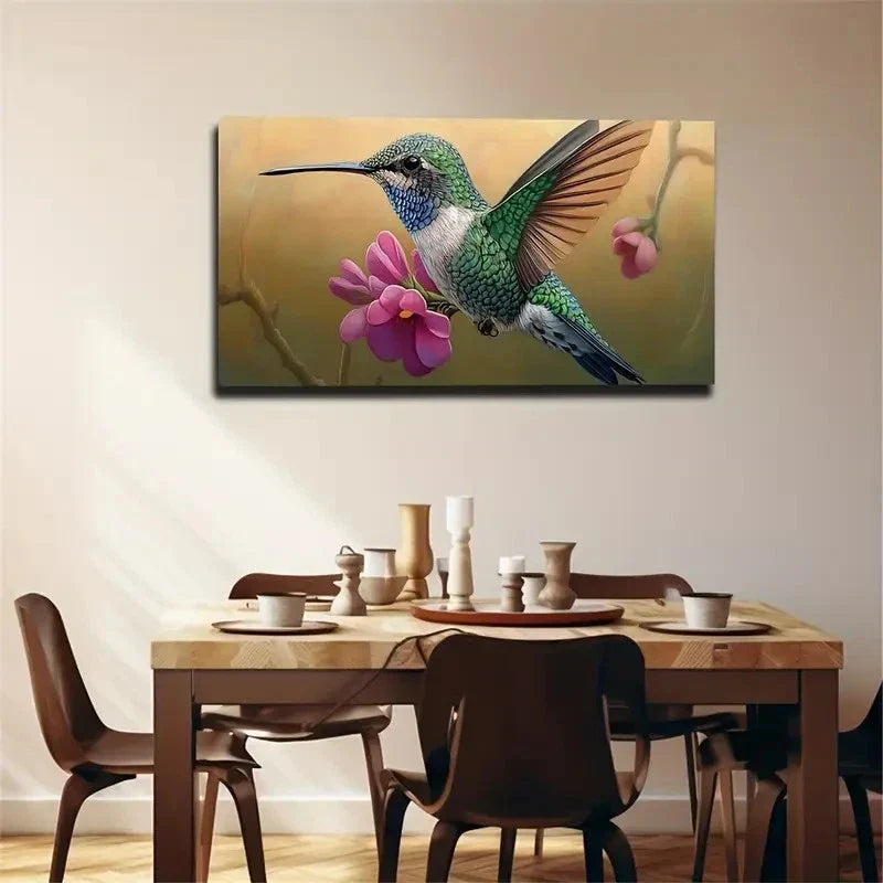 Bird Holding Flowers Suitable Wall Art Canvas Office Home Room Framed 120x60cm