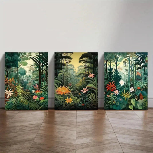 3pcs Tropical Jungle Aesthetic, Bohemian Style  Wall Art Set Canvas Framed 40x60cm - High Quality Print 100% Australian Made Wall Canvas Ready to Hang