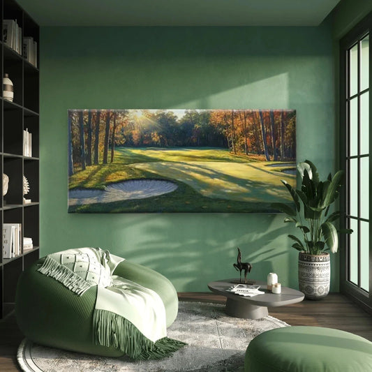 Golf Course Landscape with GreenWall Art Canvas Office Home Room Framed 80x45cm