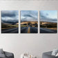 3pcs Highway Black Cloud Natural Scenery Metal Print Ready to Hang Art