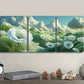 3pcs Luxurious White Poppy Art Print, Metal Print Ready to Hang Art