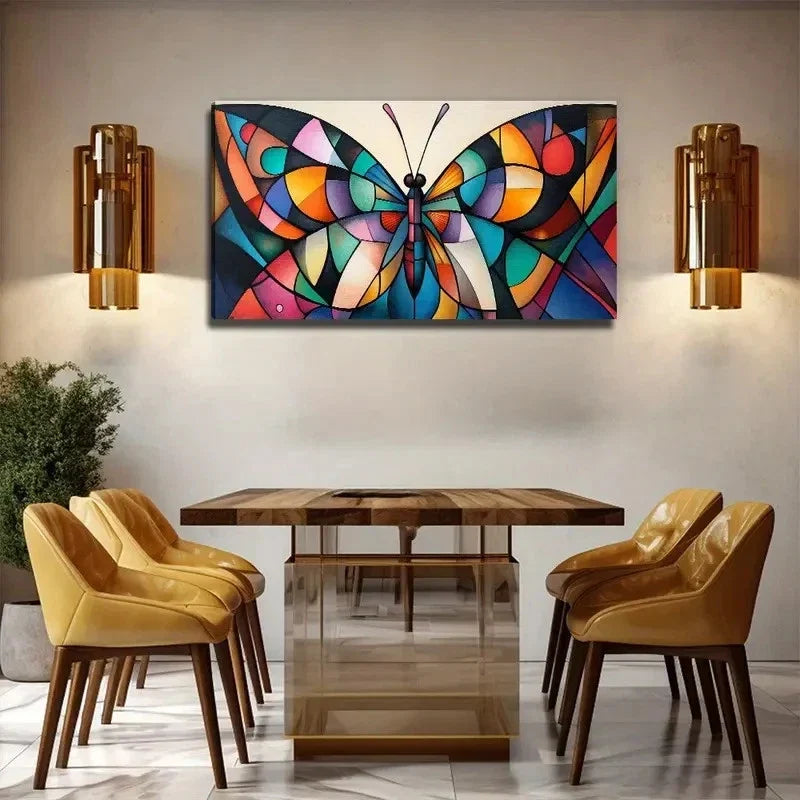 Colorful Butterfly Measuring Wall Art Canvas Office Home Room Framed 80x45cm