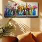 3pcs Wildflowers in Colorful Glass Design Metal Print Ready to Hang Art