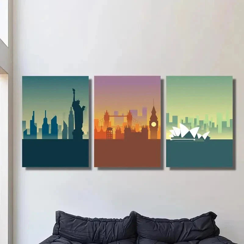 3pcs London Big Ben & Sydney Opera House Metal Print Ready to Hang Art