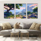 3pcs Mountain and Tree Modern Metal Print Ready to Hang Art