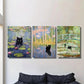 3pcs   Black Cat Inspired by Monet Wall Art Set Canvas Framed 40x60cm - High Quality Print 100% Australian Made Wall Canvas Ready to Hang