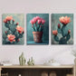 3pcs cactus flowers, potted desert plants, Metal Print Ready to Hang Art